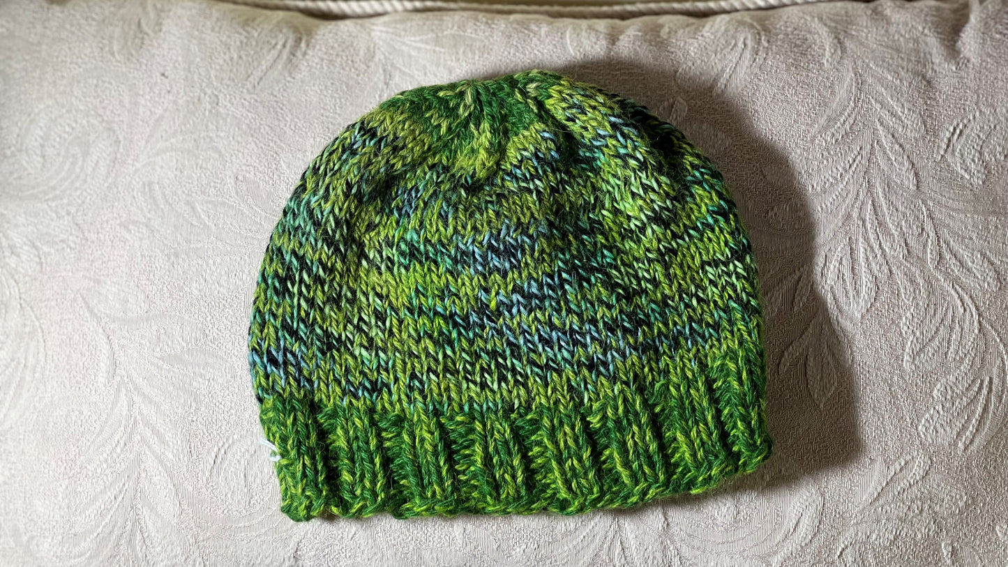 H-Knit Hat-Green&Blue