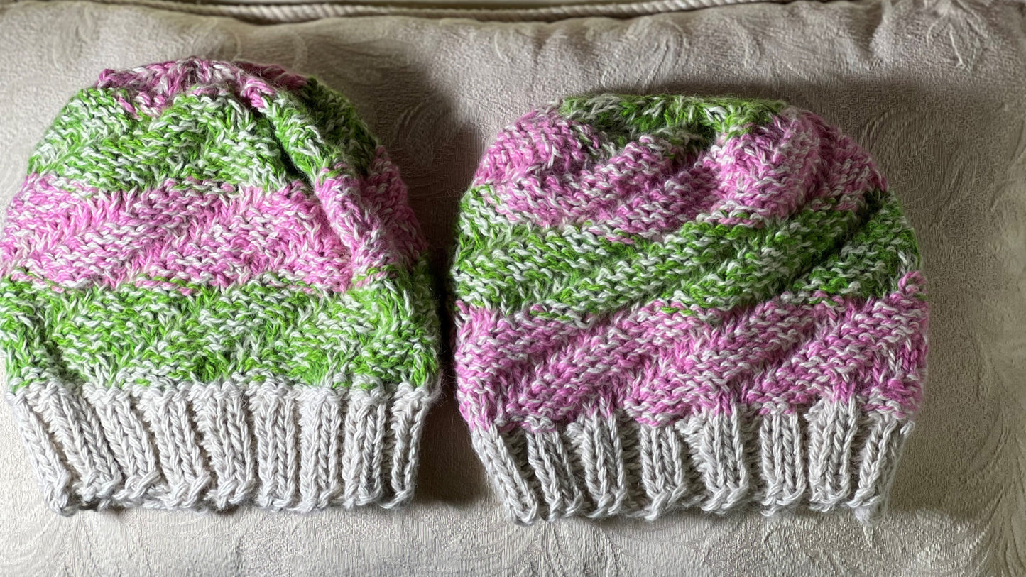 H-Cream with Pink n Green Hats