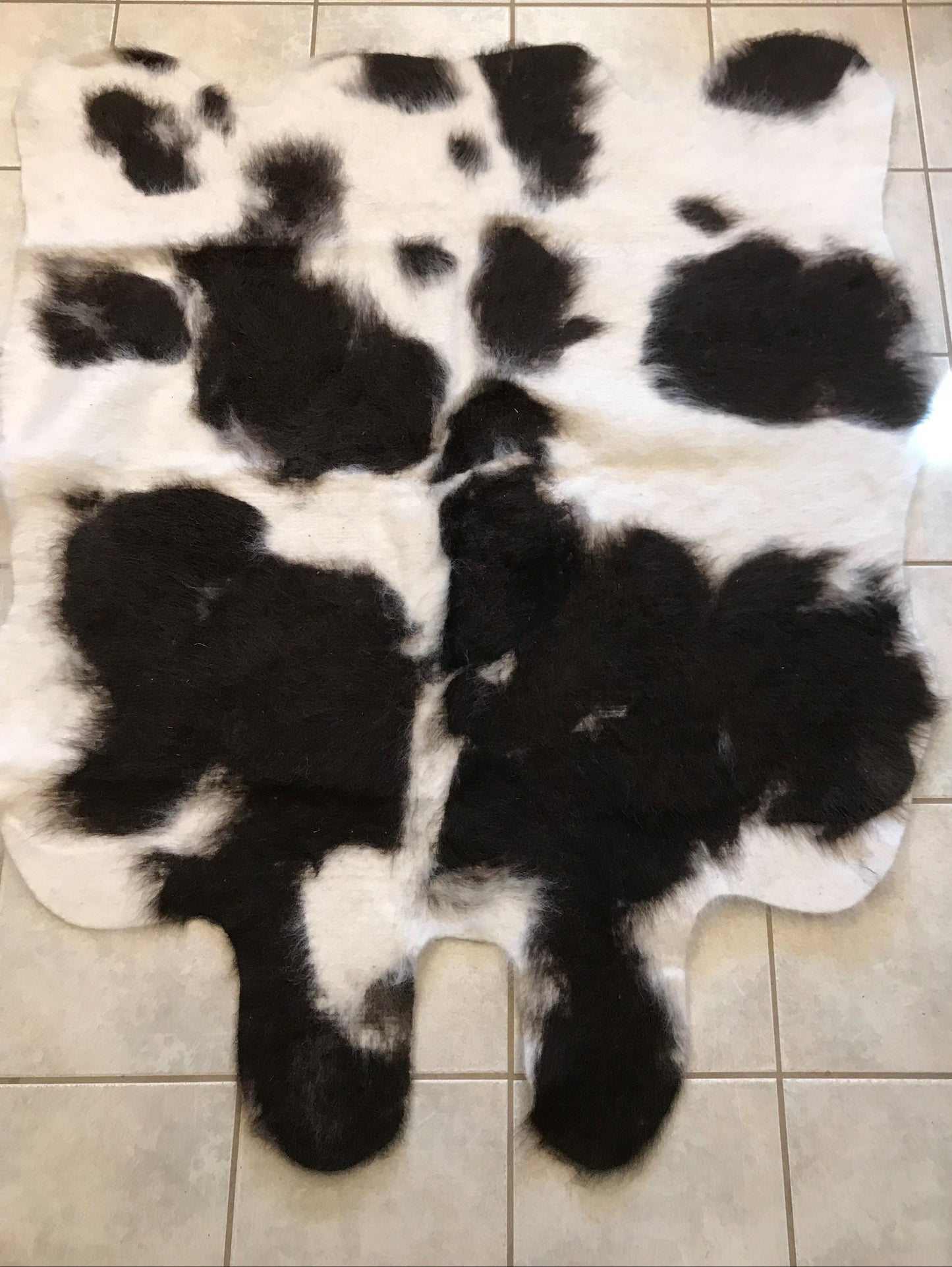 Rug/Wall Hanging - 2 Felted "Cow Skin" Black and Cream