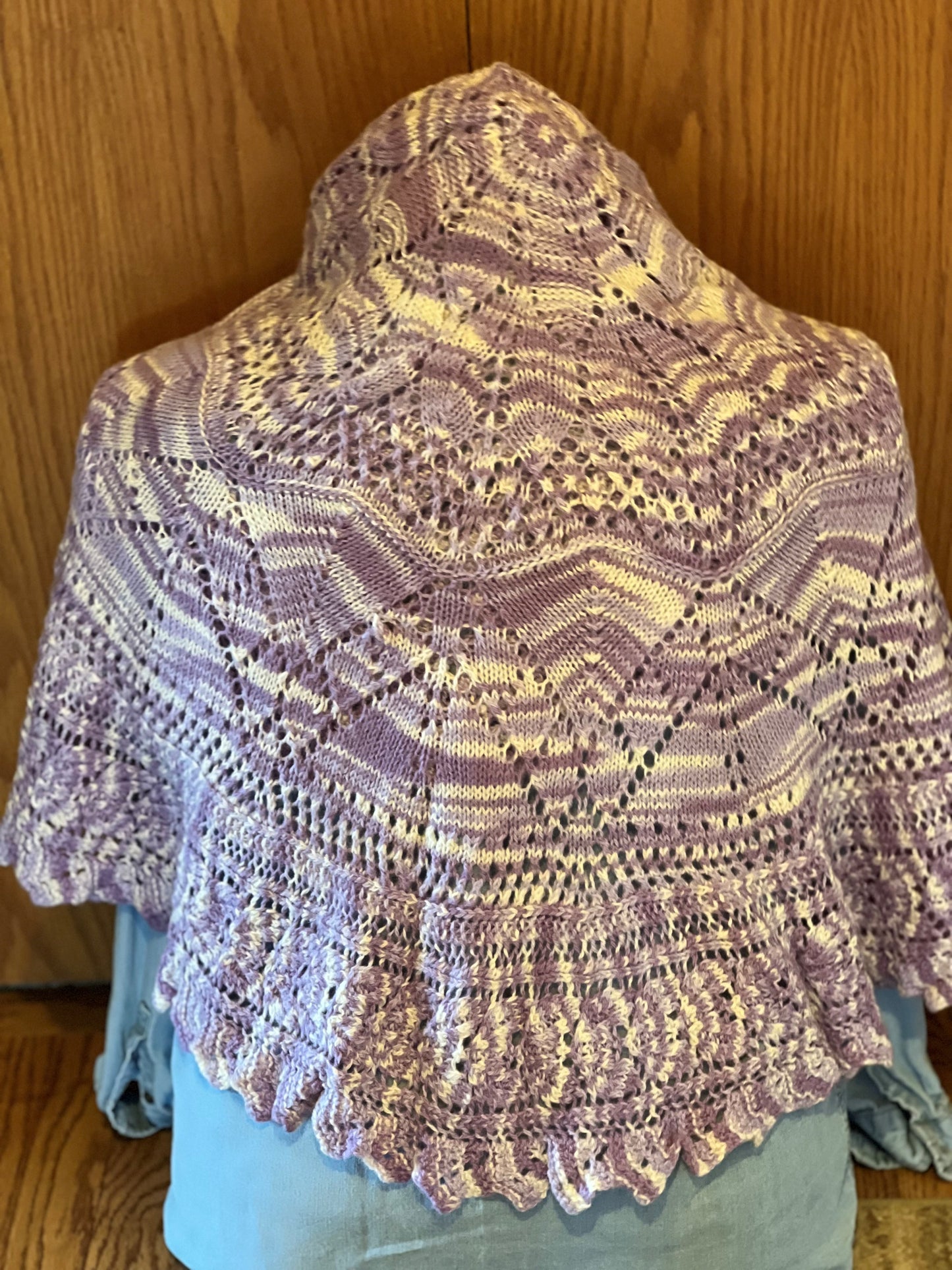 Shawl - Varigated Purple and Cream