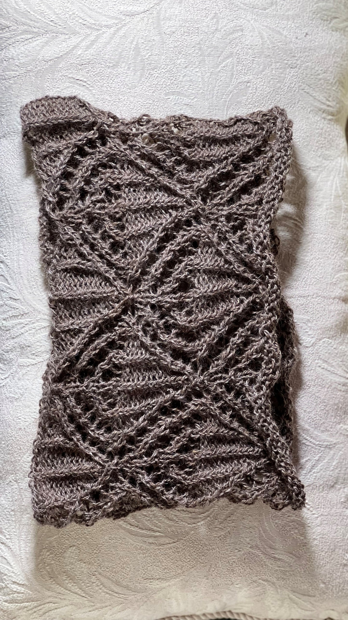 C-Lace Cowl of Natural Brown Suri/Silk