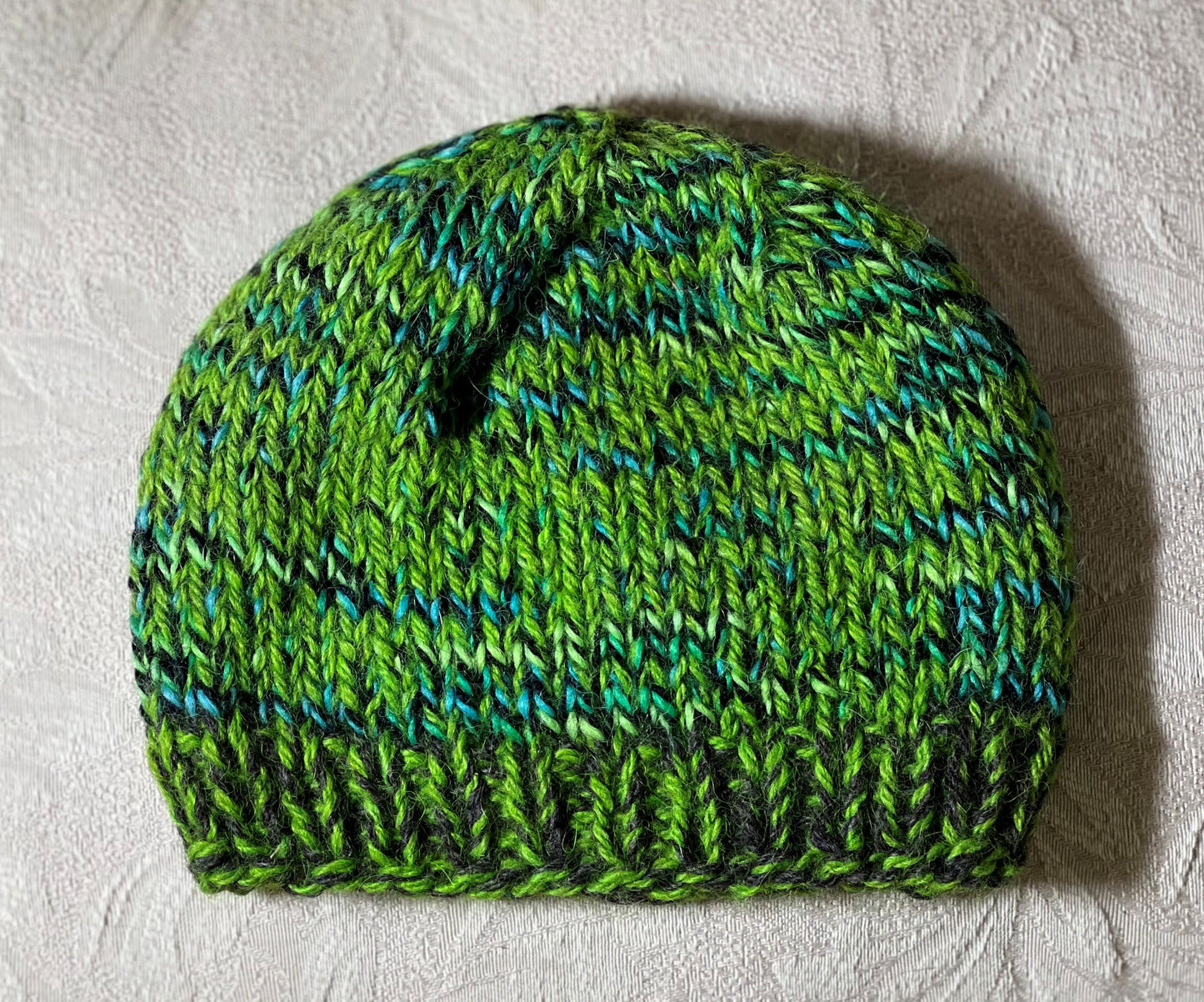 HC-Toddler/Child Hand Knit Hat-Green&Blue