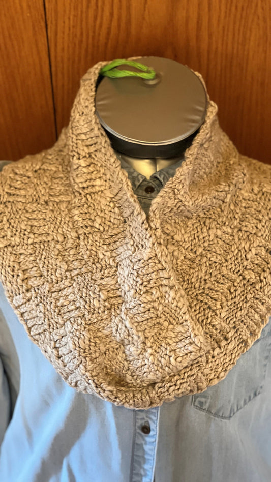 C-Basketweave Cowl of Handspun Suri Fiber