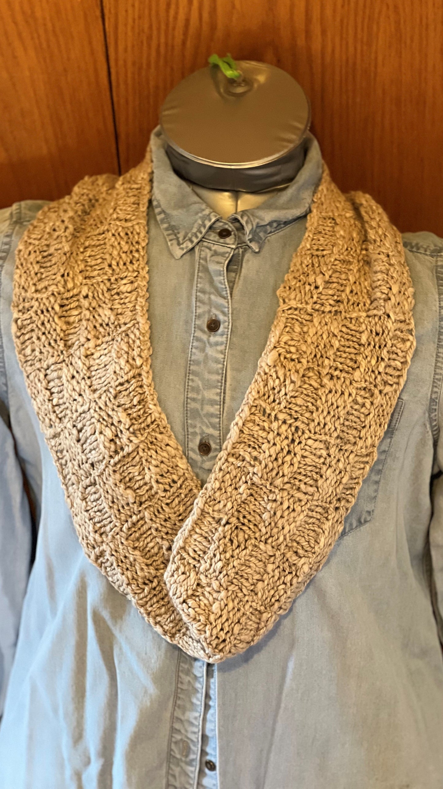C-Basketweave Cowl of Handspun Suri Fiber