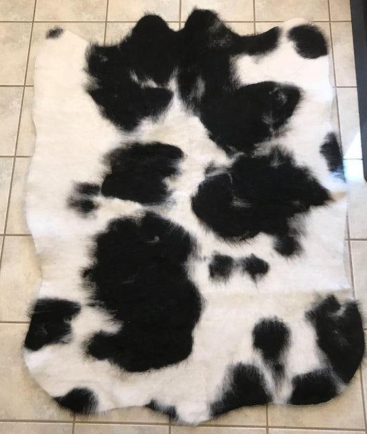 Rug/Wall Hanging - 2 Felted "Cow Skin" Black and Cream