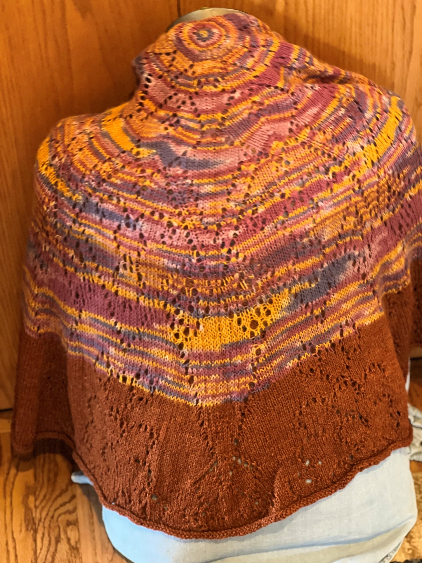 Shawl - Varigated Center with Rust Outer