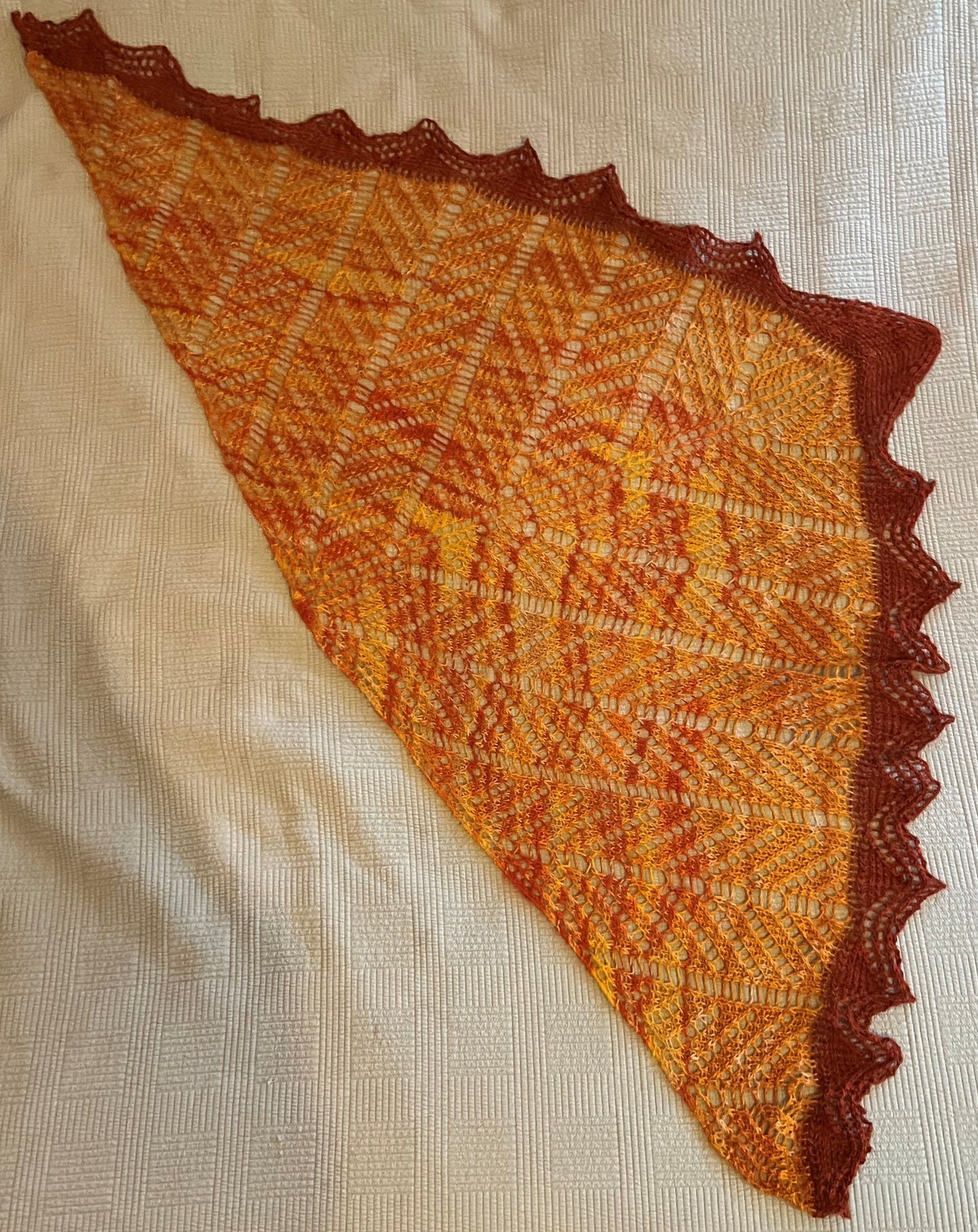 Shawl - Orange and Rust Open Pattern