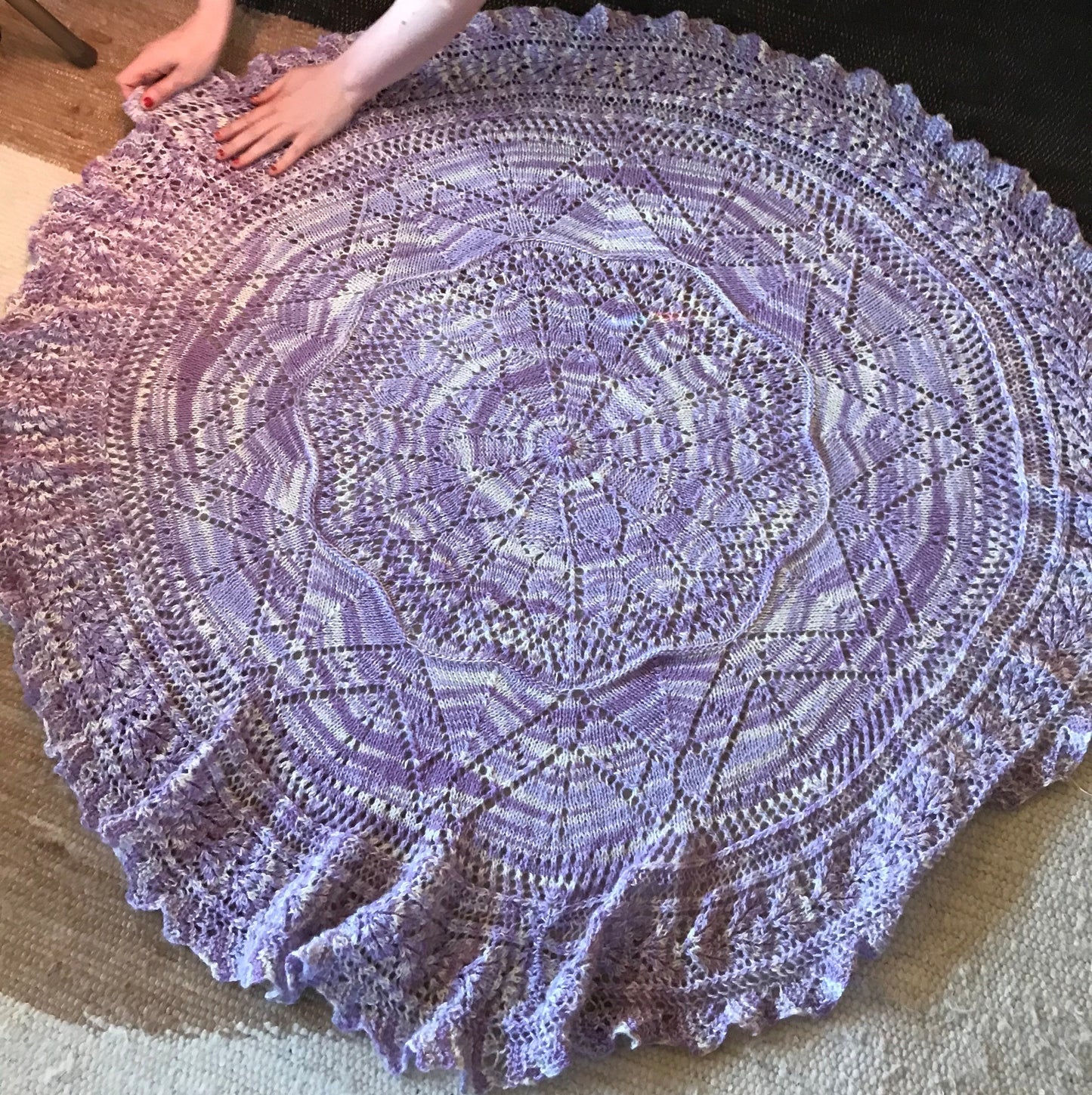 Shawl - Varigated Purple and Cream