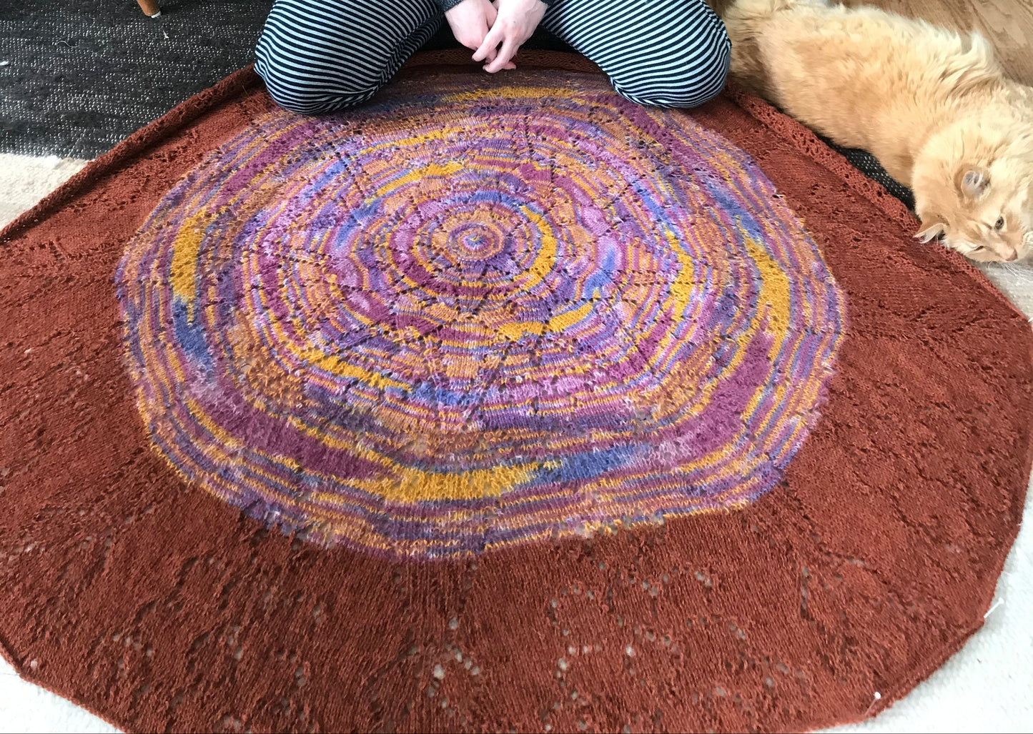 Shawl - Varigated Center with Rust Outer
