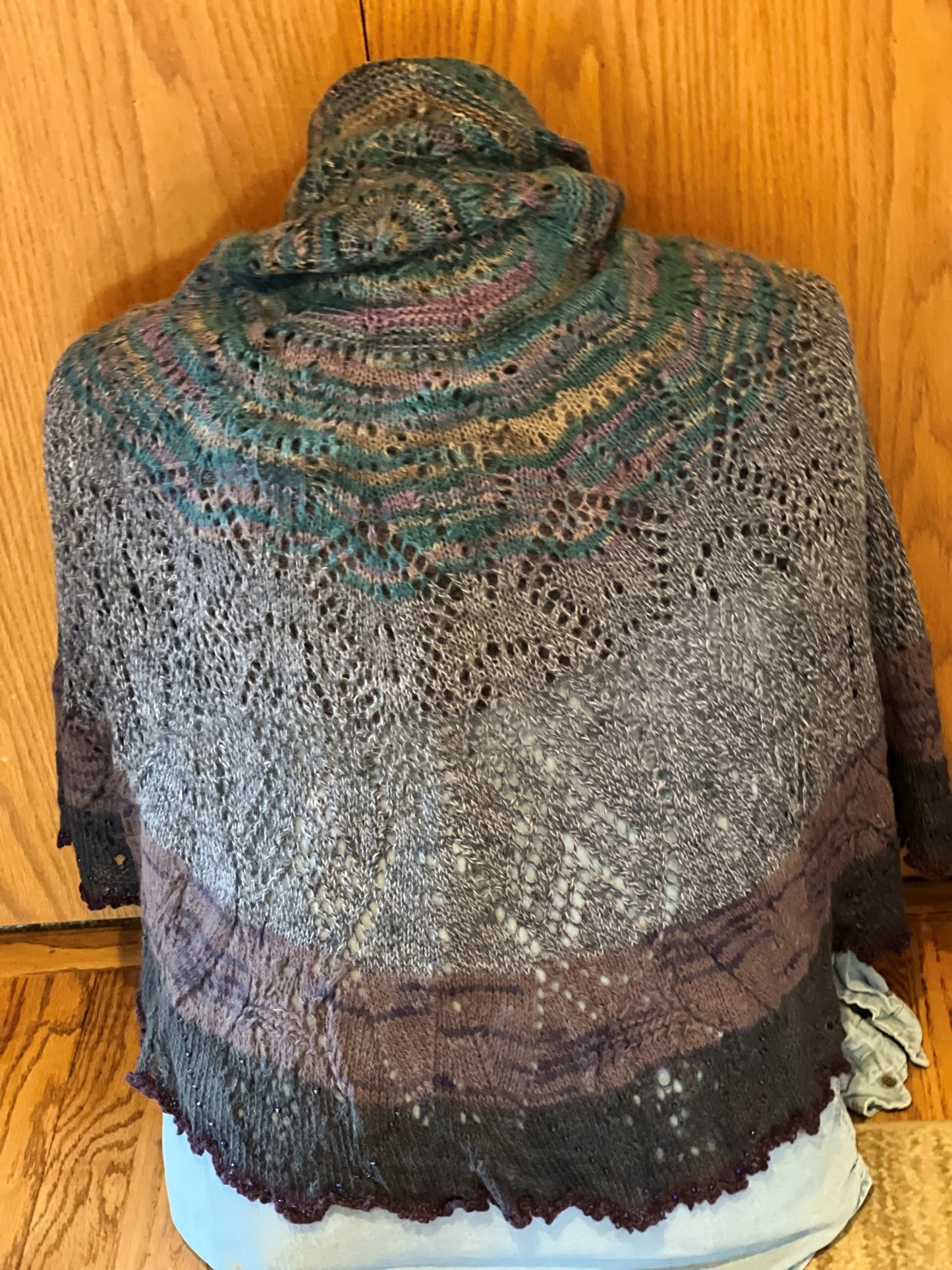 Shawl - Purples and Teal with Beads