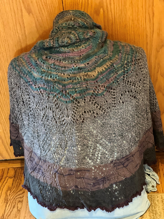 Shawl - Purples and Teal with Beads