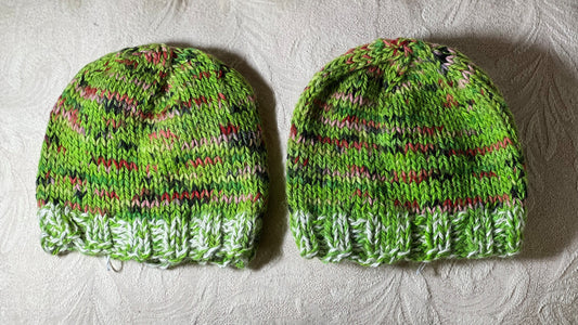 HC-Toddler/Child Hand Knit Hat-Green&Multi